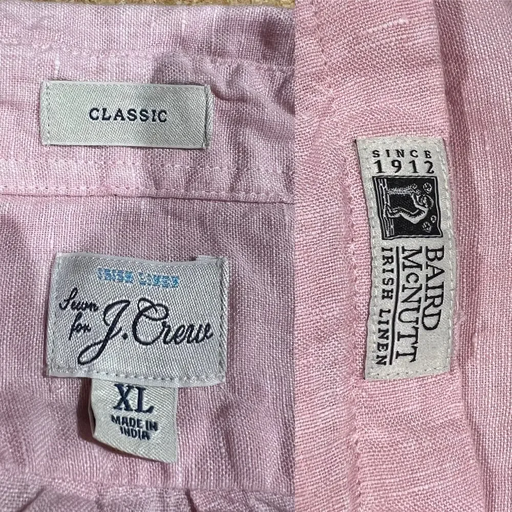 J. Crew Baird McNutt Irish Linen Button Down Shirt Long Sleeves Pink K7897